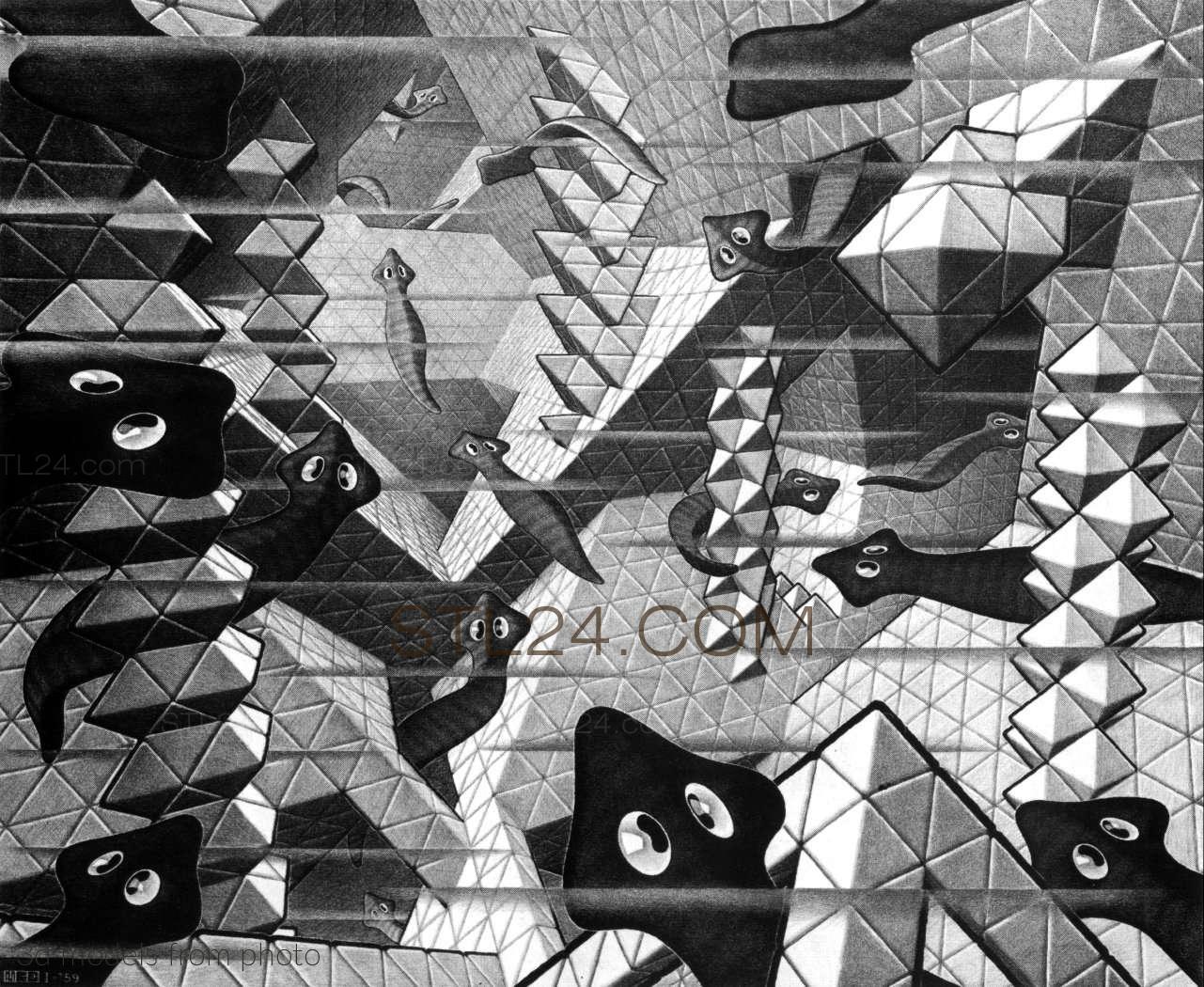 Maurits Escher (MAURITS ESCHER-0140 -  | 3D model 3DSMAX / OBJ / STL) 3D model for CNC machine